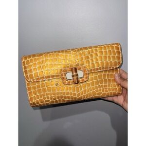 J. McLaughlin Oscar Envelope Yellow‎ Clutch Bag Bamboo NWOT E